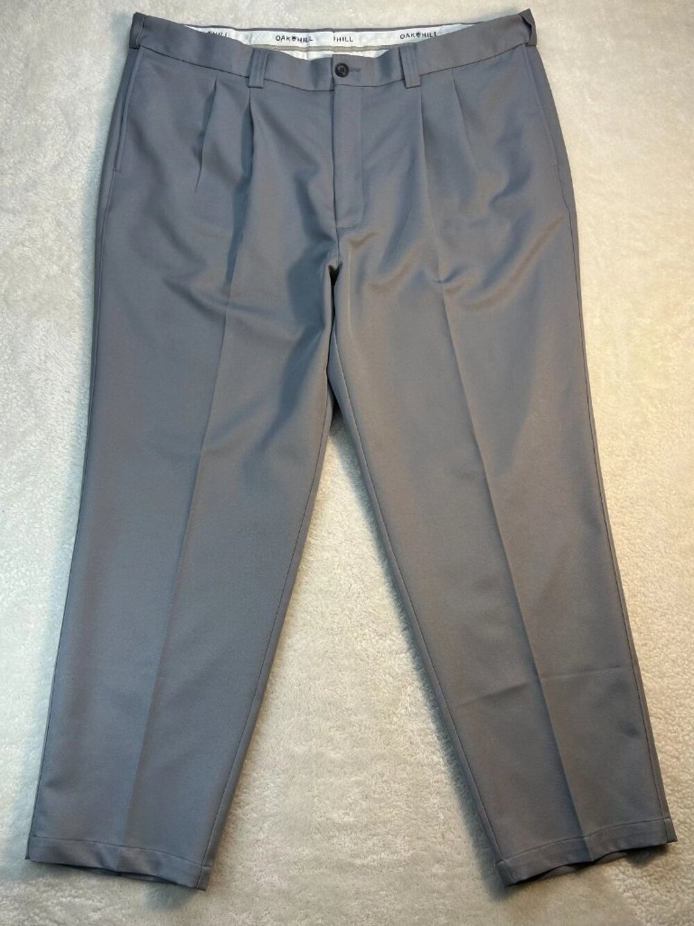 Oak Hill Dress Pants Mens 44x30 Gray Pleated Slash Pocket Straight Leg Formal